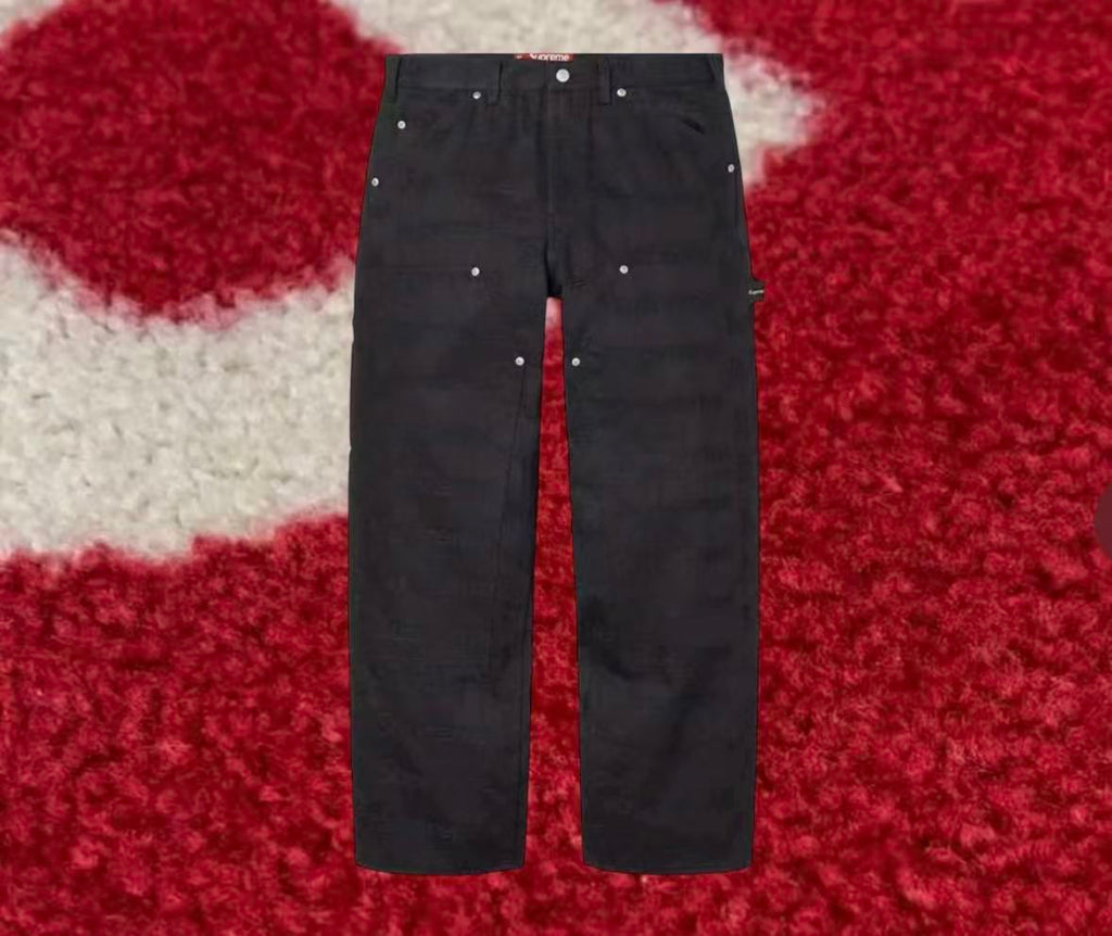 Supreme Jacquard Logos Double Knee Denim Painter Jean Black FW25