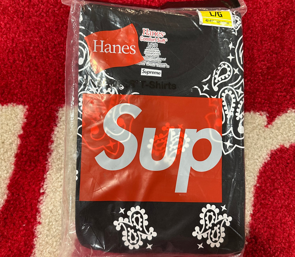 Supreme Hanes Tee (2 Pack) Bandana Black – UniqueHype