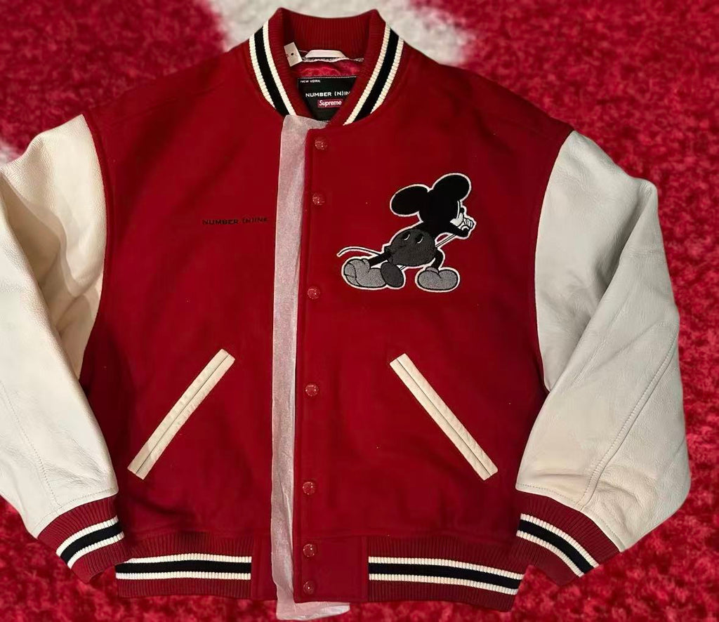 Supreme Number (N)ine Mickey Varsity Jacket Red FW25 – UniqueHype