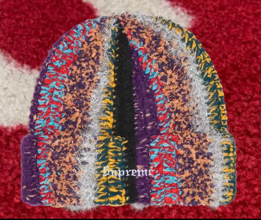 Supreme Tinsel Stripe Beanie Multi FW25 – UniqueHype