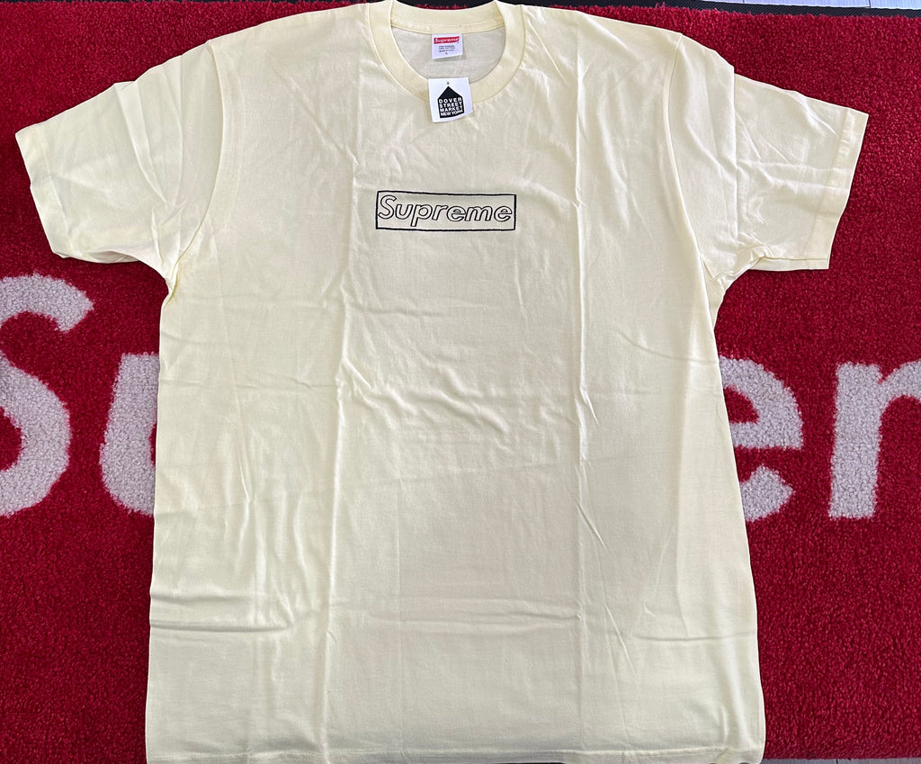 Supreme Kaws Chalk Box Logo T-shirt SS21 Pale Yellow – UniqueHype