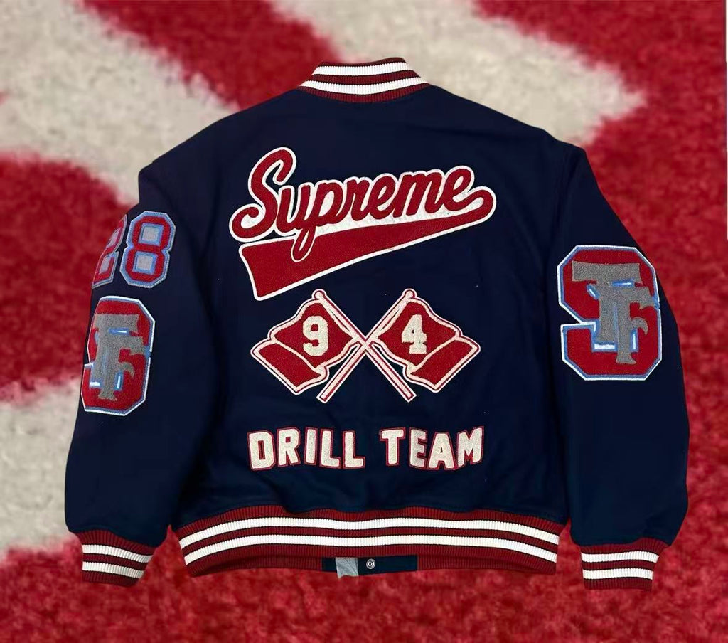 Supreme Drill Team Varsity Jacket Navy FW25 – UniqueHype