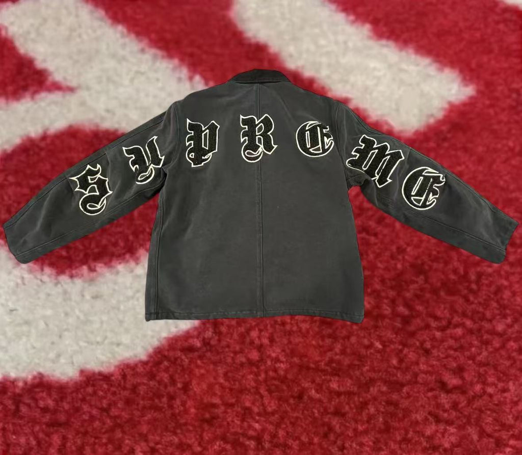 Supreme English Canvas Work Jacket Black SS25 – UniqueHype