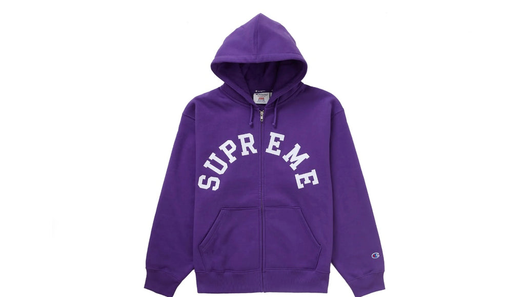 Supreme Champion Zip Up Hooded Sweatshirt Purple SS24 – UniqueHype