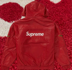 Supreme Nike Leather Anorak Red FW19