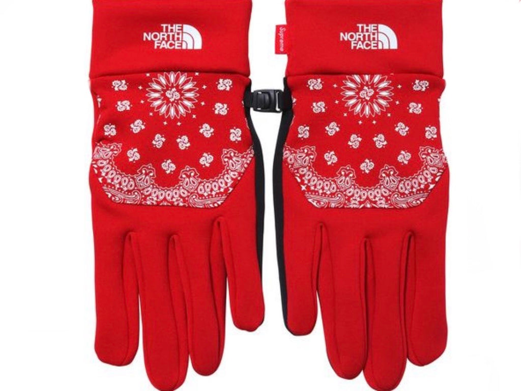 Supreme X The North Face Bandana Paisley Gloves FW14 Red