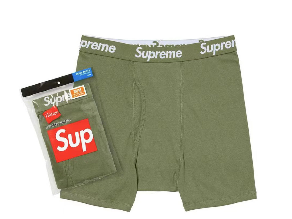 Supreme Hanes Boxer (2 Pack) Briefs Olive – UniqueHype