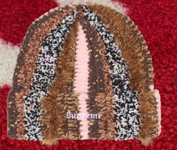 Supreme Tinsel Stripe Beanie Brown FW25