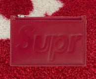 Supreme Leather Zip Card Holder Red SS25