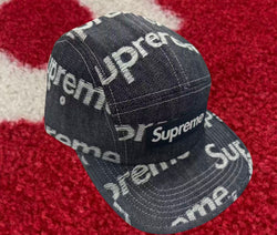 Supreme Jacquard Logos Denim Camp Cap Indigo FW25