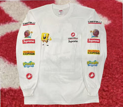 Supreme Spongebob Squarepants Castelli Racing Long Sleeve Tee White SS25