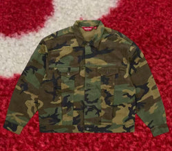 Supreme Jacquard Logos Denim Trucker Jacket Camo FW25