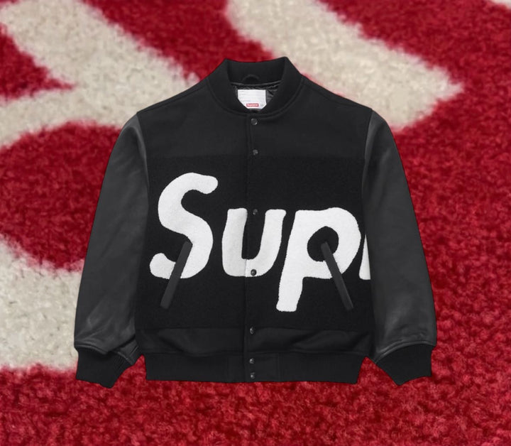 Supreme Big Logo Chenille Varsity Jacket Black SS24