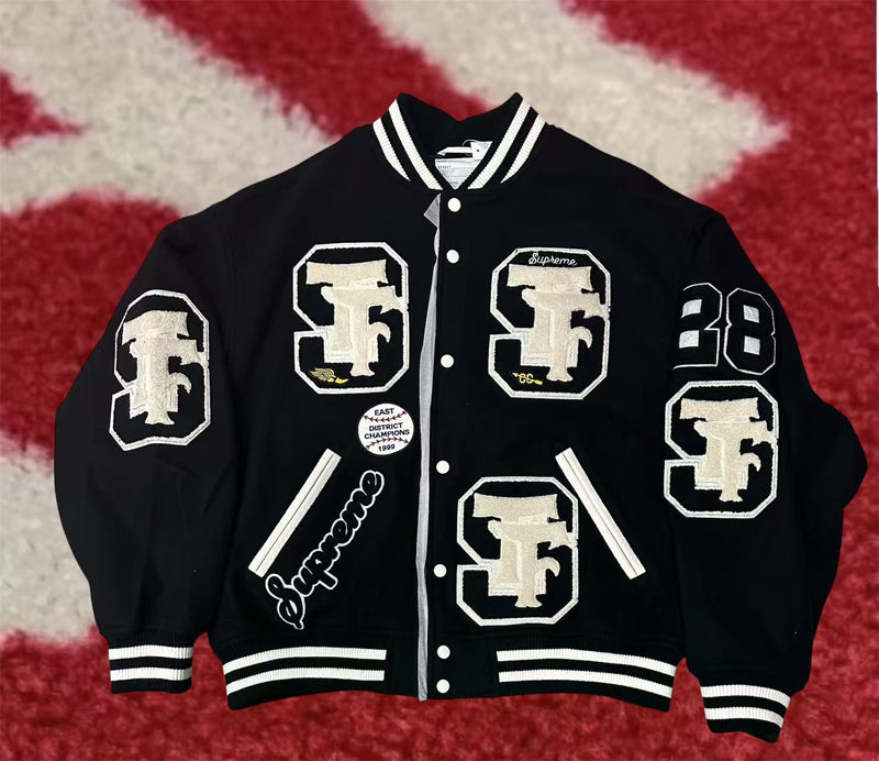 Supreme Drill Team Varsity Jacket Black FW25 – UniqueHype