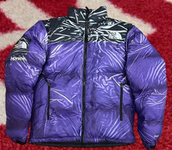 Supreme The North Face Printed Nuptse Trompe L'oeil Jacket Purple SS23