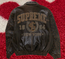Supreme Gem Studded Leather Jacket Brown SS24