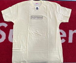 Supreme Kaws Chalk Box Logo T-shirt SS21 Pale Yellow