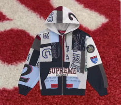 Supreme Patchwork Zip Up Hooded Sweatshirt Navy SS25