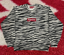Supreme Box Logo Crewneck Sweatshirt Zebra FW22