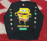 Supreme Spongebob Squarepants Castelli Racing Long Sleeve Tee Black SS25