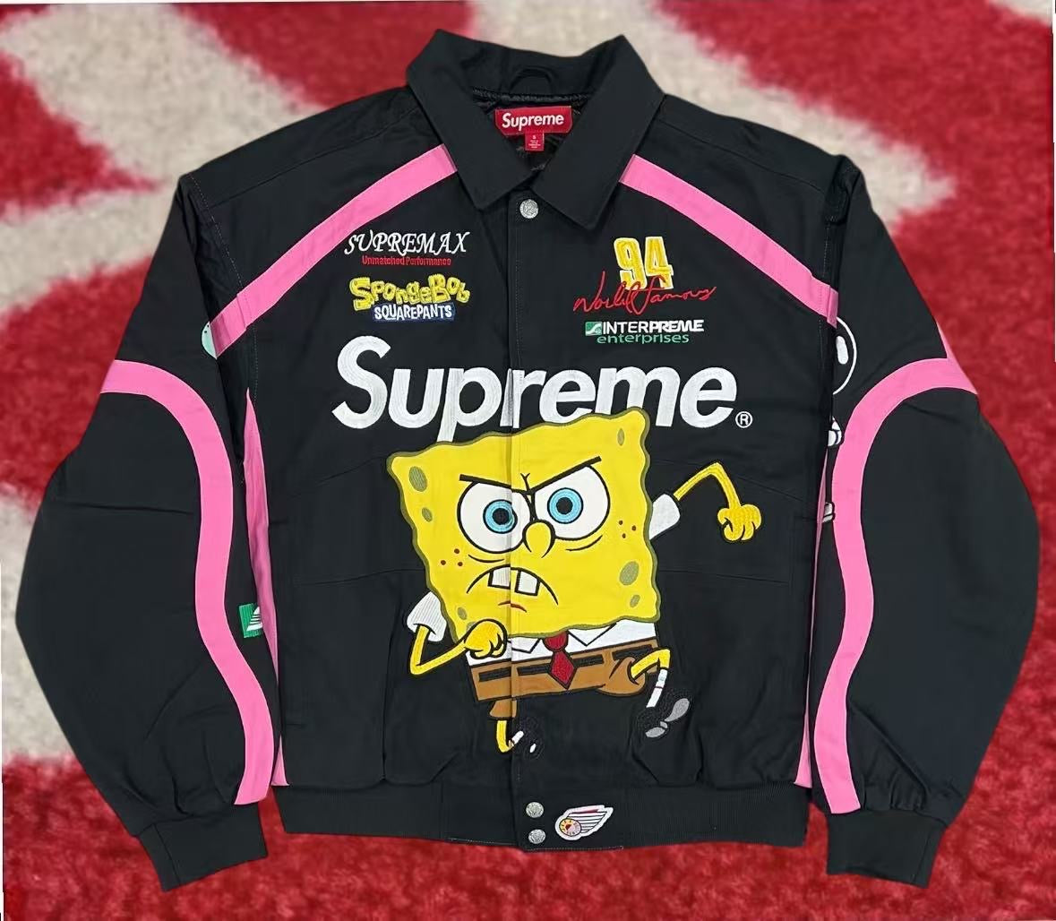 新品XL！Supreme×SpongeBob RACING JACKET黒 1613055_00.png.png