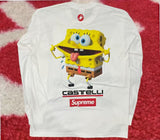 Supreme Spongebob Squarepants Castelli Racing Long Sleeve Tee White SS25