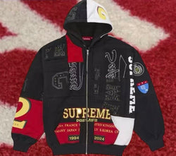 Supreme Patchwork Zip Up Hooded Sweatshirt Black SS25