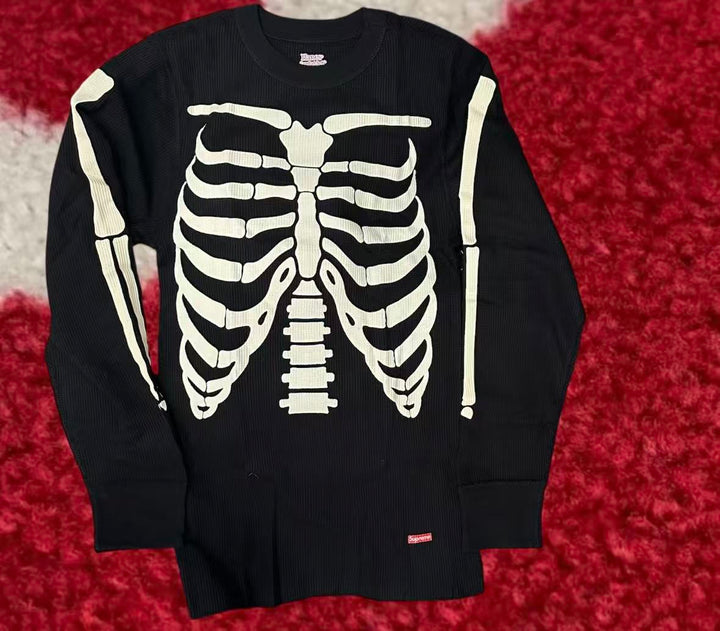 Supreme Hanes Bones Thermal Crew Black FW25