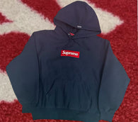 Supreme Box Logo Hooded Sweatshirt Navy FW24