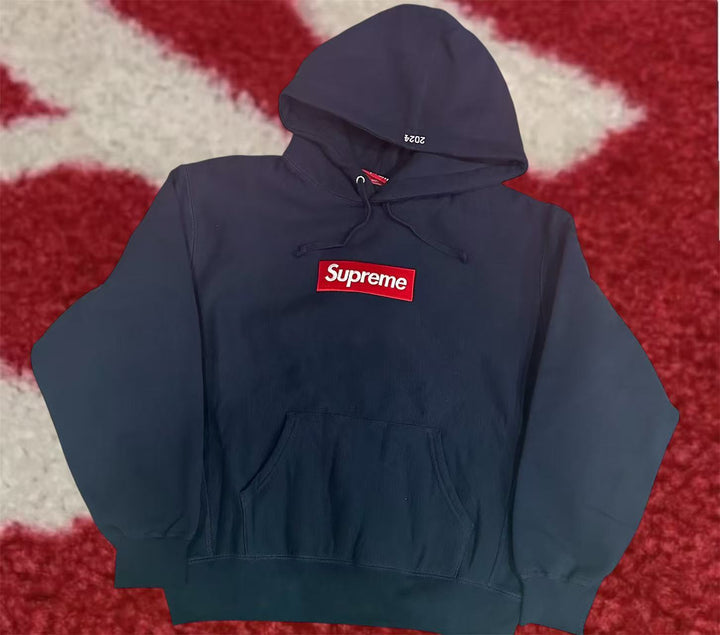 Supreme Box Logo Hooded Sweatshirt Navy FW24