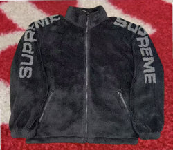 Supreme Shoulder Logo Fleece Jacket Black SS25