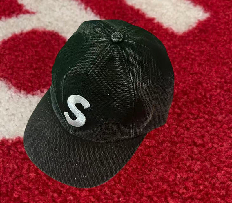 SupremePigmentCoatedS Logo　6-Panel black Pigment Coated Canvas S Logo 6-Panel - Shop - Supreme