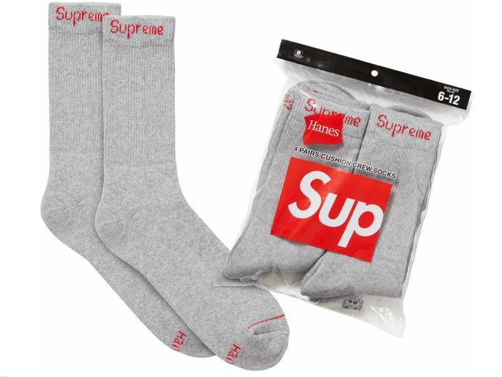 Supreme Hanes Crew Socks Grey (4 Pack) SS24