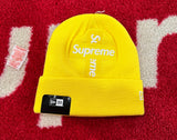 Supreme New Era Cross Box Logo Beanie Lemon FW20