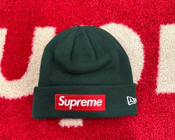 Supreme New Era Box Logo Beanie Dark Pine FW22
