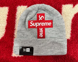 Supreme New Era Cross Box Logo Beanie Gray FW20