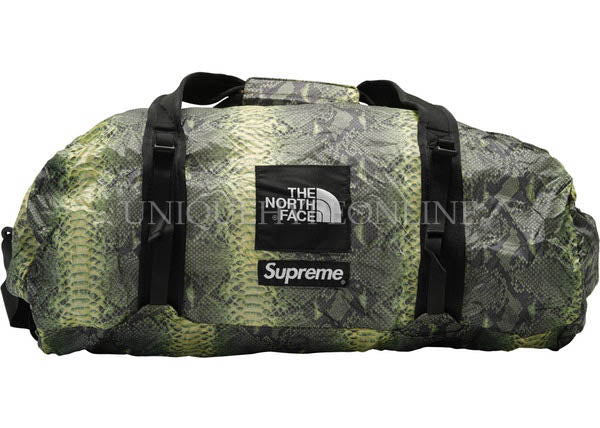Supreme x The North Face Snakeskin Flyweight Duffle Bag Green SS18