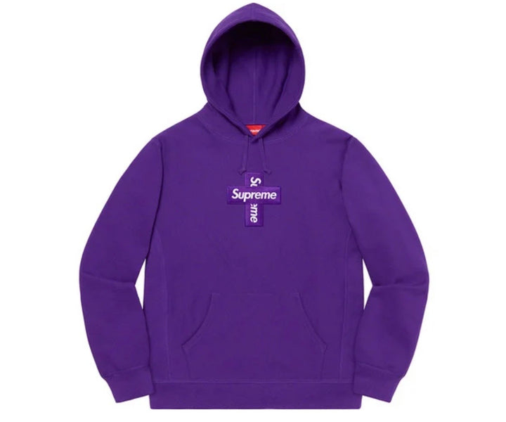 Supreme Cross Box Logo Hooded Sweatshirt Purple FW20