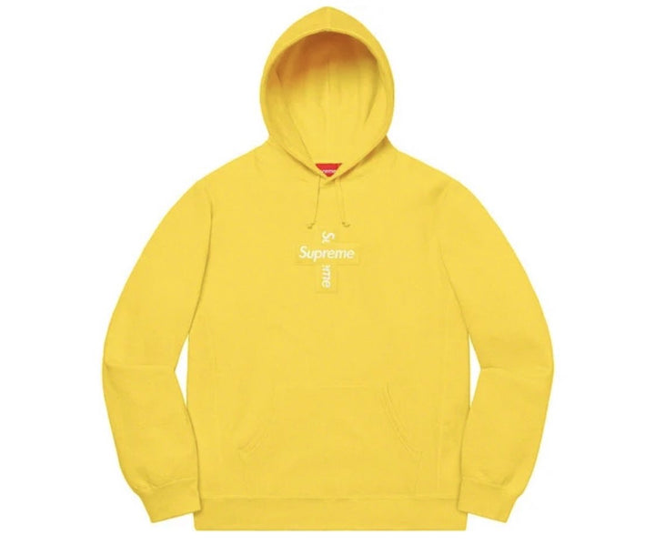 Supreme Cross Box Logo Hooded Sweatshirt Lemon FW20