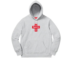 Supreme Cross Box Logo Hooded Sweatshirt Heather Grey FW20