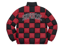 Supreme Checkerboard Puffy Jacket Dark Red FW19