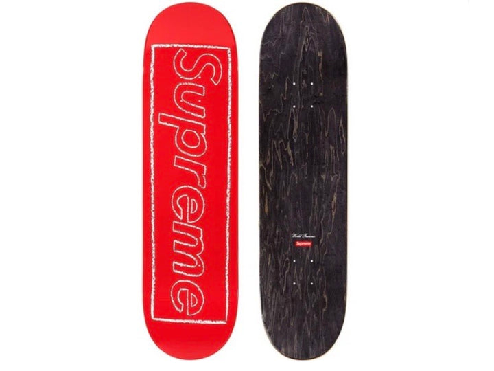 Supreme KAWS Chalk Logo Skateboard Deck Red SS21