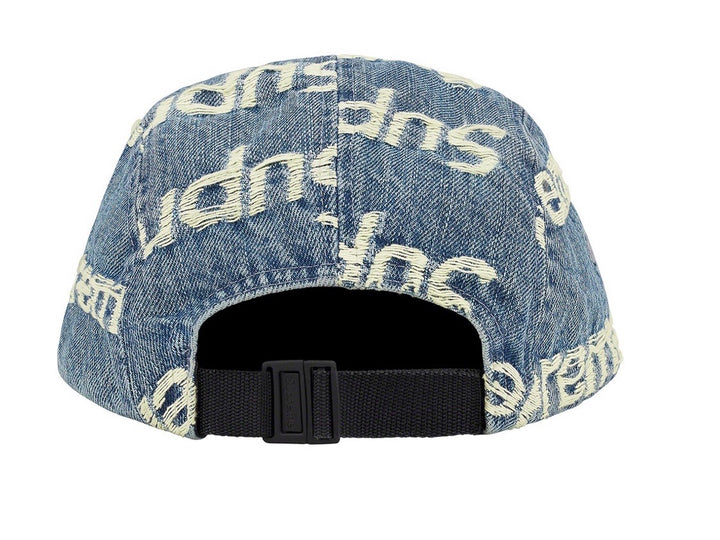 Supreme Frayed Logos Denim Camp Cap Blue SS21