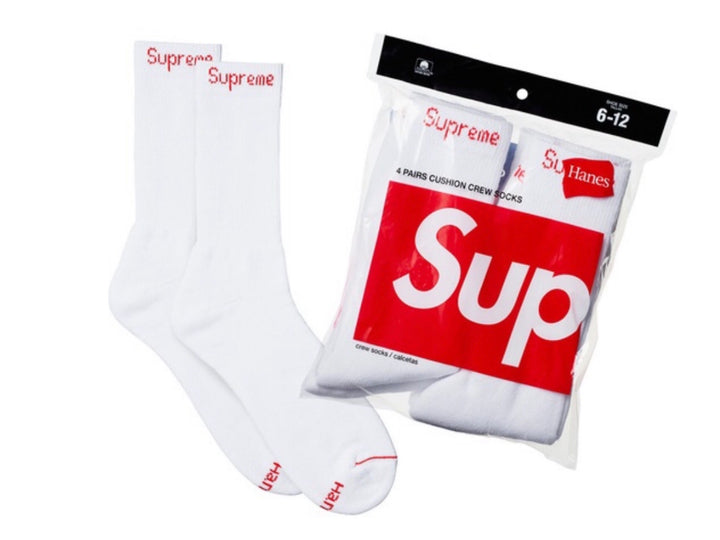 Supreme Hanes Socks (4 Pack) White