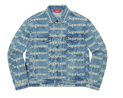 Supreme Frayed Logos Denim Trucker Jacket Blue SS21