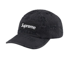 Supreme Frayed Logos Denim Camp Cap Black SS21