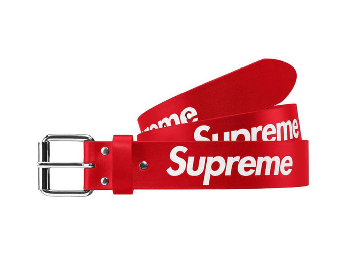 Supreme Repeat Leather Belt Red SS23