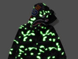 Bape Glow in the Dark Double Shark Camo Hoodie