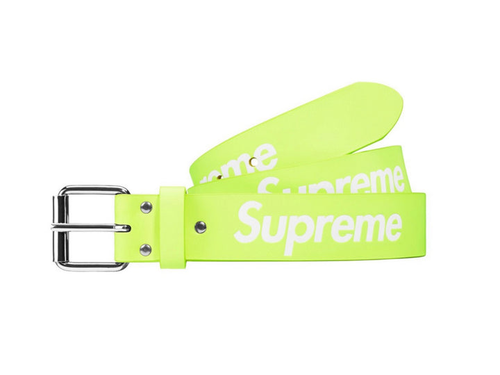Supreme Repeat Leather Belt Fluorescent Yellow SS23