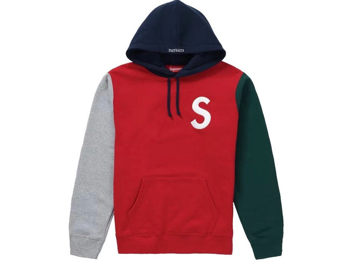 Supreme S Logo Colorblocked Hooded Sweatshirt Red SS19